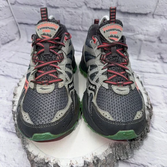 Saucony Excursion TR8 Women's Sz 8 Trail Shoes Sneakers Gray Pink Green S15203-2 - Picture 2 of 12